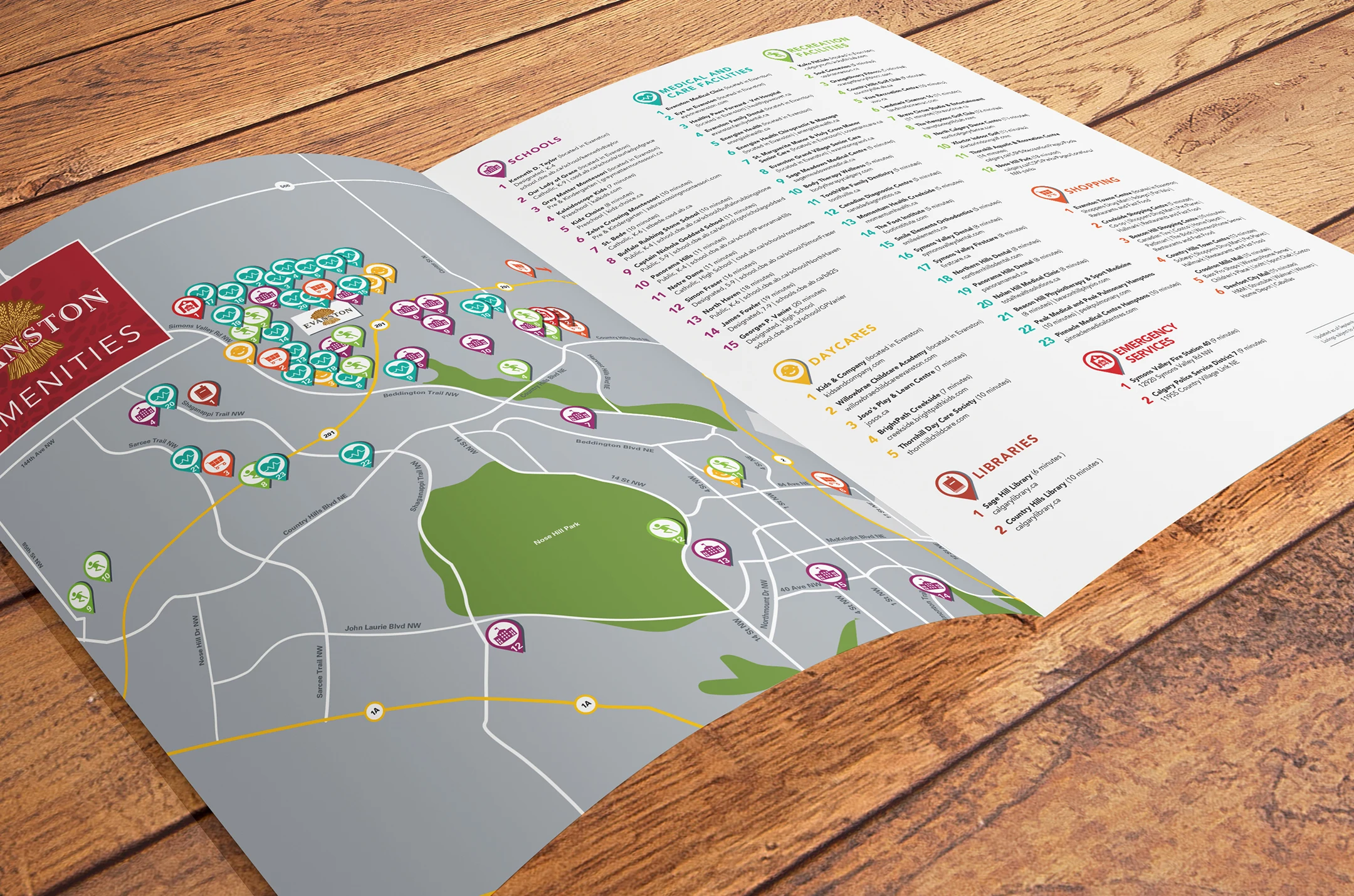 Evanston amenities brochure for Qualico Communities